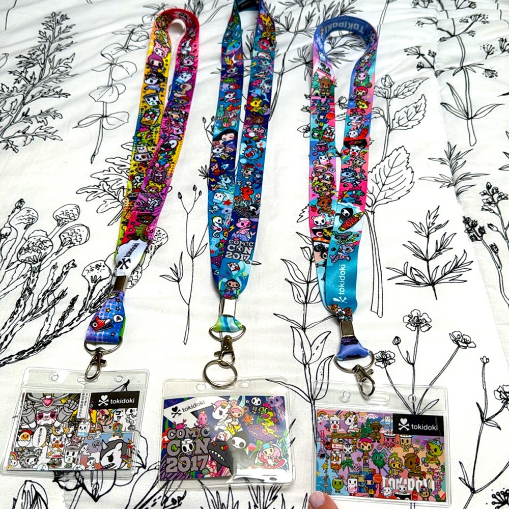 Tokidoki Lanyards set of 3; Comic-Con 2017 & 2021, and California Dreaming